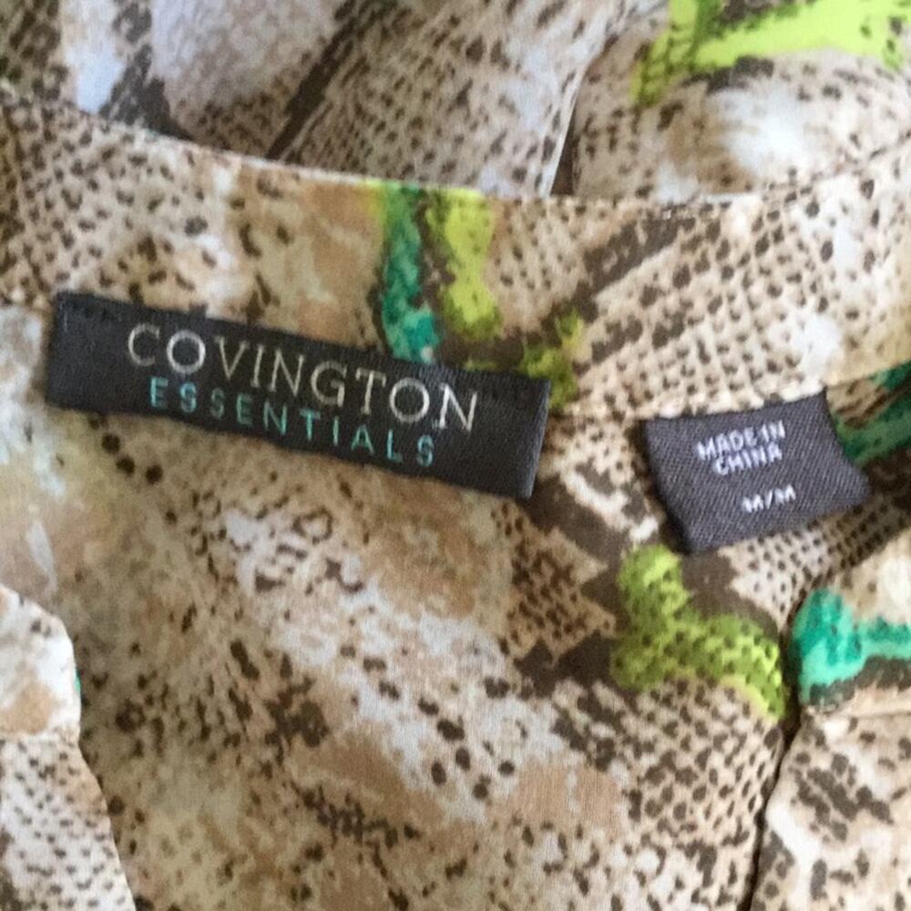 Covington Essentials V-neck Animal Print Sheer Button Front L/S SZ M* - Picture 7 of 9